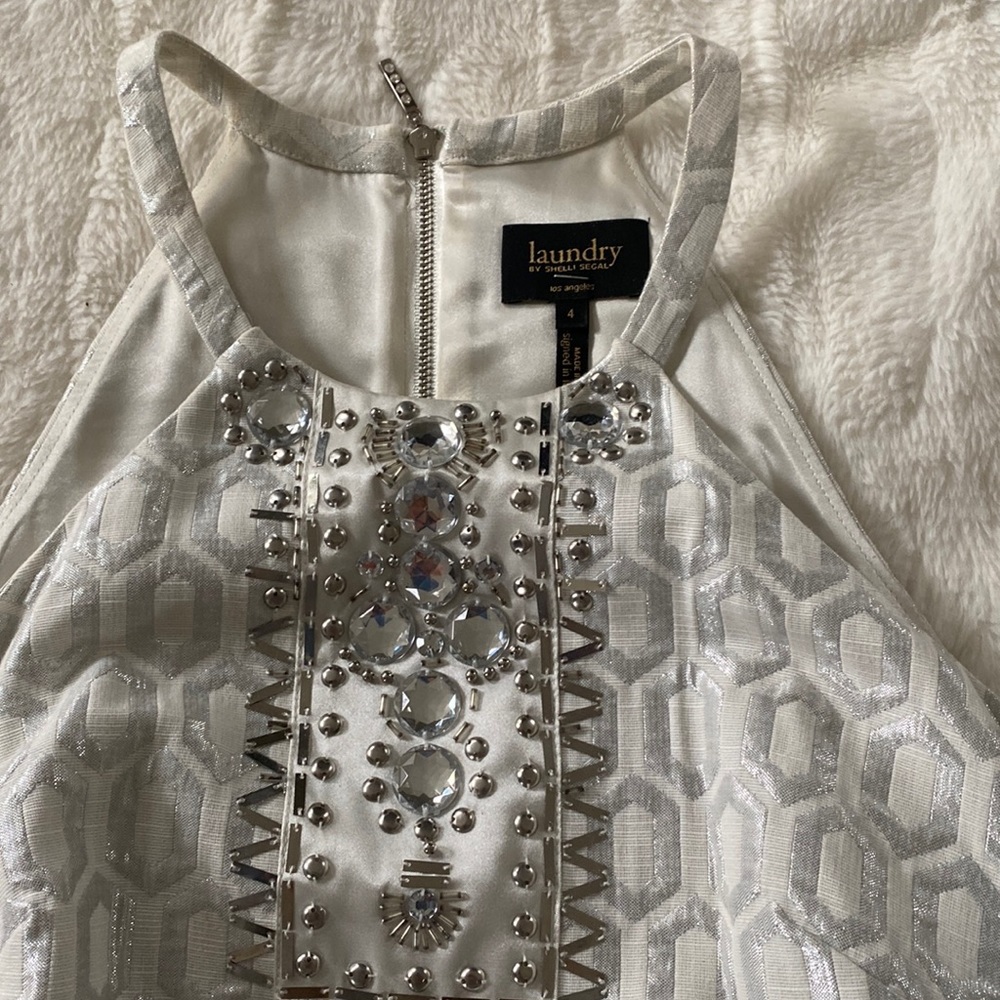 Laundry White and silver sleeveless cocktail dress